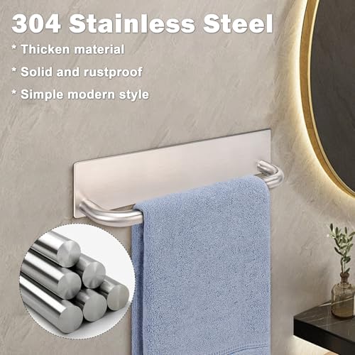 Livabber Self Adhesive Hand Towel Holder- 304 Stainless Steel Hand Towel Bar for Bathroom Kitchen Stick on Wall, Towel Ring No Drilling, 9 Inch (Brushed Nickel) - color: Brushed Nickel