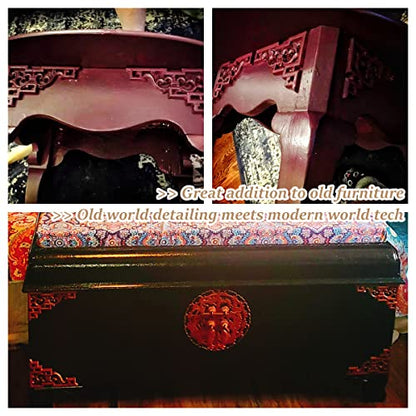 4Pcs Wood Carved Appliques Corner Wooden Carving Onlay Decal for Furniture