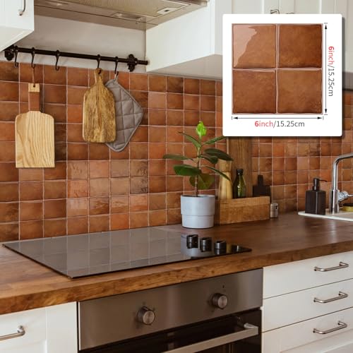 VICCI 3D Self-Adhesive Backsplash Tiles, 20-Sheet 6" x 6" - color: Orange Brown