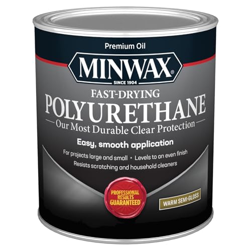Minwax Fast Drying Polyurethane Protective Wood Finish, Clear Semi-Gloss, 1 Quart