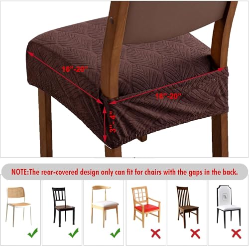 Waterproof Stretch Chair Seat Covers, Set of 6 Chocolate - color: Chocolate, size: 16-20in-Rear-covered