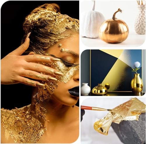 100PCS Gold Leaf Sheets for Gilding Painting DIY Craft Non Fading Non Oxidising 6.1x5.3in - color: 100PCS Gold Leaf