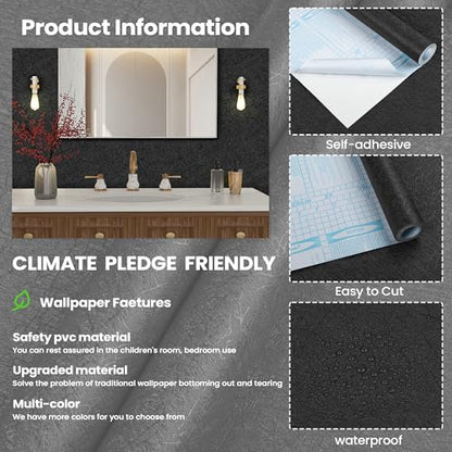 Dark Grey Peel and Stick Self Adhesive Wallpaper Countertop Contact Paper - color: Dark Gray, size: 15.7" x 118"