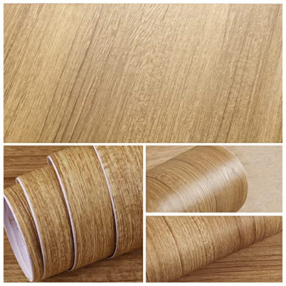 VEELIKE Thick Natural Wood Contact Paper Wood Grain Contact Paper for Countertops Cabinets Table Wide 24''x354'' Peel and Stick Countertops Wooden Vinyl Wrap Counter Top Covering for Kitchen Bathroom - size: 24" x 354"