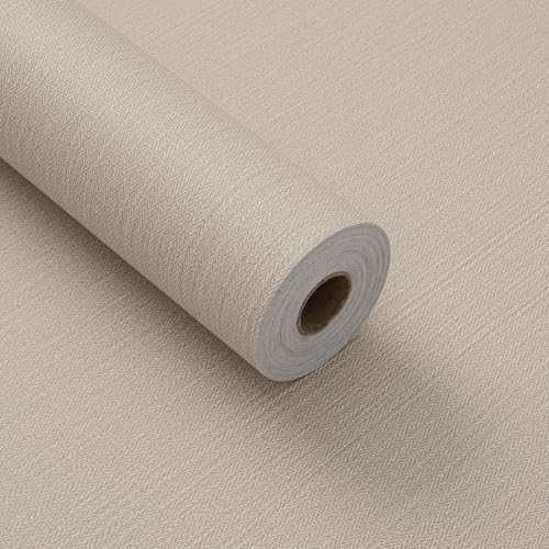 Haimin Fabric Wallpaper 24" x 393" Peel and Stick Textured Contact Paper - color: Yellow and Brown