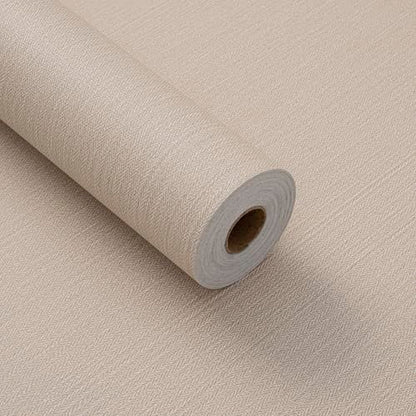 Haimin Fabric Wallpaper 24" x 393" Peel and Stick Textured Contact Paper - color: Yellow and Brown