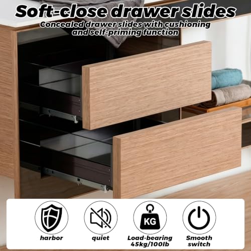 2 Pairs Undermount Drawer Slides 14 Inch Soft Drawer Slides - size: 14 IN