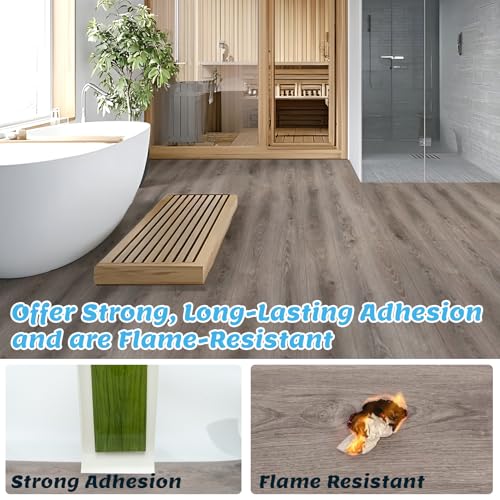 Art3d 10-Pack Peel and Stick Vinyl Floor Tiles (15 Sq.Ft), Teak - color: Teak