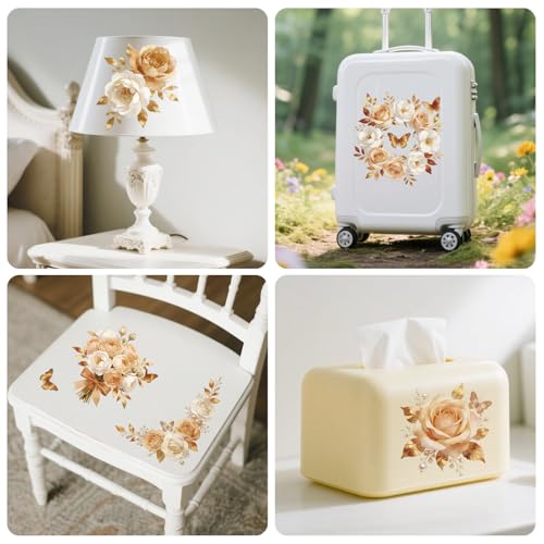 Peacoblue Champagne with Roses Rub On Transfers for Furniture 6"x12" - style: Champagne Flowers with Roses