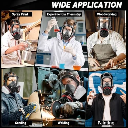 Gas Mask for Chemical, Full Face Respirator for Spray Paint - color: Grey