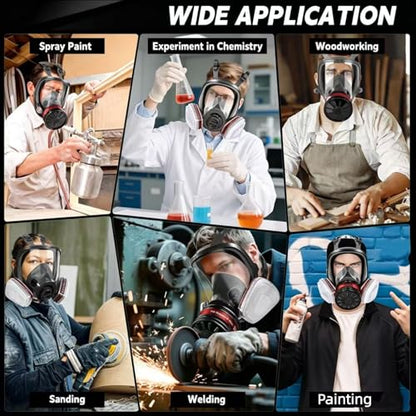 Gas Mask for Chemical, Full Face Respirator for Spray Paint - color: Grey
