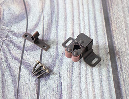 Double Roller Catch with High Feet Copper, Steel Latch 1.9"L with Screws for Cabinet Cupboard Closet Door, Metal Hardware (Set of 16) - color: Copper