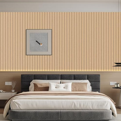 Arthome Peel and Stick Slat Wall Panels 15.7 "x120,Self-Adhesive PVC Wood Grain Wallpaper Panel,3D Thick Faux Soundproof Backsplash Accent Wall Tile for Walls & Furniture (Oak Coverage 13 Sq.ft) - color: Oak, size: 15.7" x 120"