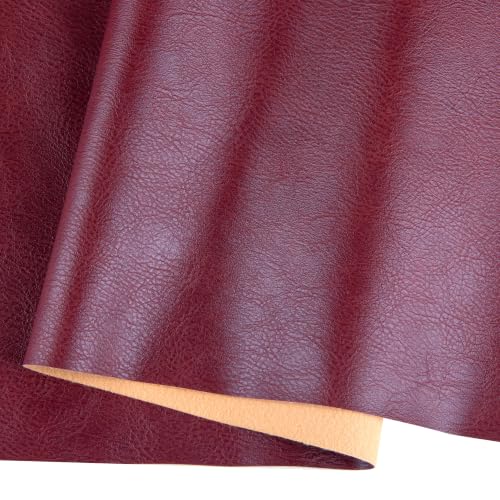 Faux Leather Sheets Fabric 54" X 36",Thick Durable Synthetic Upholstery Vinyl, Suitable for Furniture Replacement and Renovation Materials, Wallets, DIY Sewing Projects (Burgundy, 1 Yard) - color: Burgundy, size: 1 YARD
