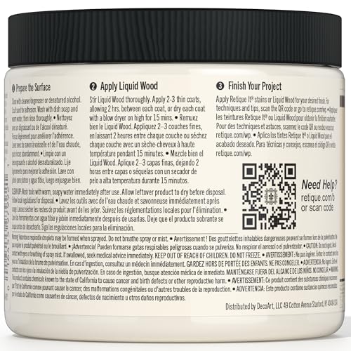 Retique It Liquid Wood - Real Wood Coating (16oz / Bleached) - color: 2 Bleached Wood, size: 16 Fl Oz (Pack of 1)