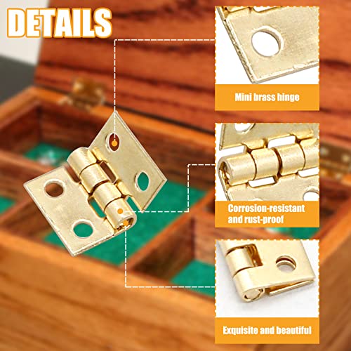 Biaungdo Mini Brass Hinges, 10x8mm, Golden, 24 Pcs - color: Yellow, size: 10x8mm,24Pcs
