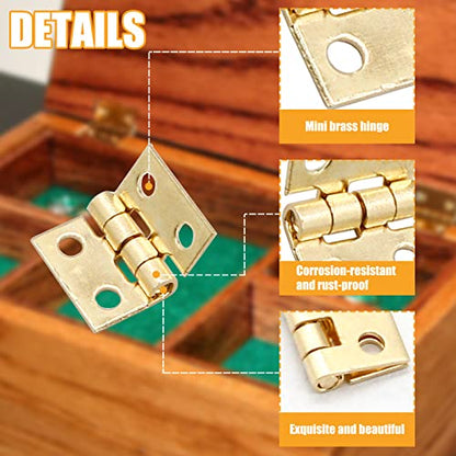 Biaungdo Mini Brass Hinges, 10x8mm, Golden, 24 Pcs - color: Yellow, size: 10x8mm,24Pcs