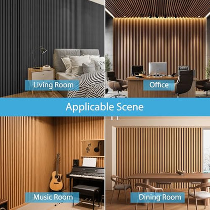 Art3d Acoustic Wood Slat Panels 94.5"x24", 2-Pack, 31sq.ft, Oak - color: Oak