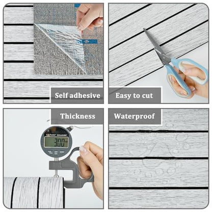 White Grey Wood Panels for Wall Slat Panel Self Adhesive Wood Slat 3D Wall Panels Peel and Stick 11.8"x197" Faux Foam Wooden Walls Panel Removable Modern Wooden Wallpaper for Bedroom Studio - size: 11.8" x 197"
