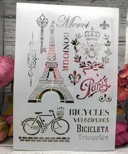 TIAMECH A4 Reusable Vintage Tower Bicycle Stencil for Painting - style: Tower Bicycle