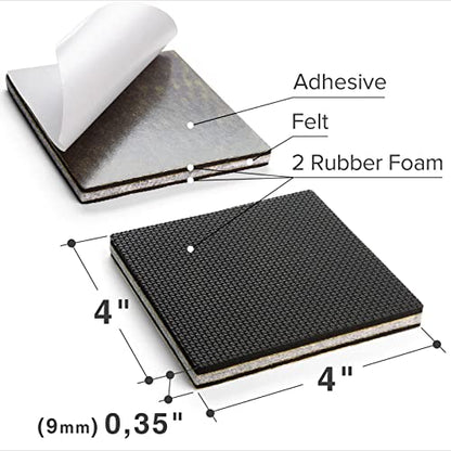 Non Slip Furniture Pads X-PROTECTOR - 8 PCS 4" - Premium Furniture Grippers - size: 4 inch 8 Square