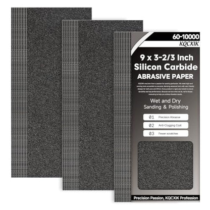 Premium 30-Sheet 80 Grit Wet Dry Sandpaper, 9 x 3-2/3 Inch - style: 80Grit
