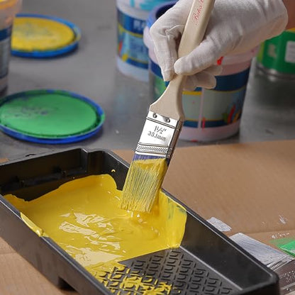 Bates 1.5-Inch Paint Brushes, 18 Pack - Treated Wood Handle, Stain & Wall Brushes, Furniture Paint Brush - color: Wood Handle Angle, size: 18 Pack, 1.5"