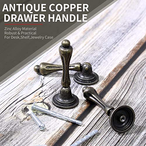 Bonsicoky 6Pcs Antique Bronze Tear Drop Pulls