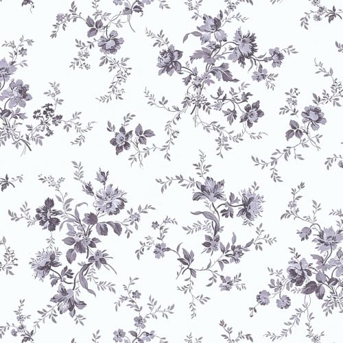 Vintage Floral Peel and Stick Wallpaper Gray Purple 16.9"x 118.1" - color: Gray/Purple