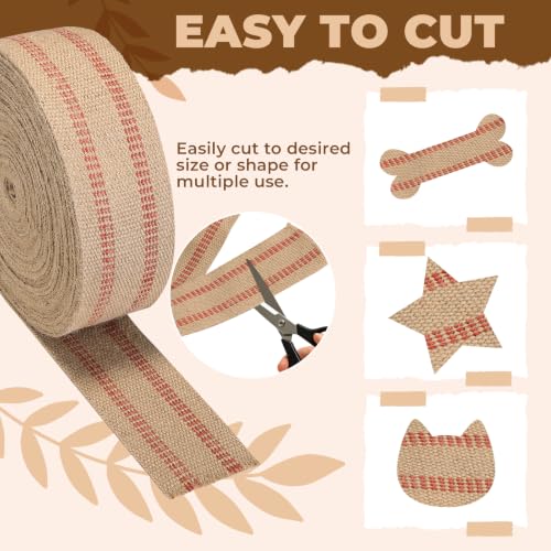 NATGAI 3.5" W x 33 Yards L Craft Jute Webbing Tape Roll with Red Line - size: 3.5" x 33 Yards