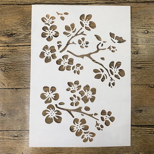TIAMECH A4 Reusable Cherry Blossom Stencil for Painting - style: Cherry Blossom Twig