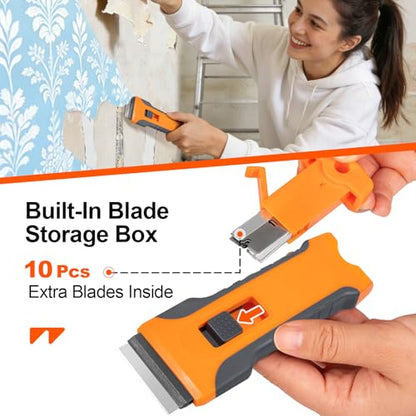 WRAPXPERT Wallpaper Tools, Smoothing Tool Kit for Peel and Stick Wallpaper/Contact Paper/Vinyl Backsplash Applying, with Squeegee Smoother, Seam Roller, Razor Scraper, Knife and Blades - color: T30