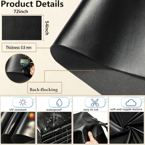 Picheng Vinyl Uholstery Faux Leather: 54" x 72" Soft Durable Marine Vinyl - color: Black, size: 2Yard（54"x72"）