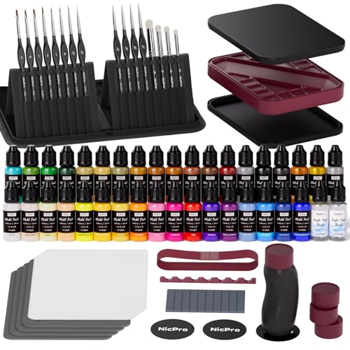 Nicpro All-in-One Miniature Painting Kit with 36 Model Paints & Wet Palette - color: 36 Model Paint + Wet Palette