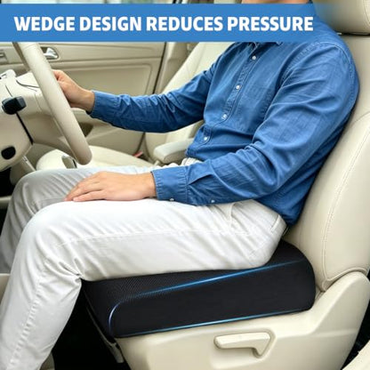 Wedge Hip Cushion Post Surgery for Long Sitting, Memory Foam Hip Replacement Recovery with Adjustable Strap Anti-Slip, Chair Cushion for Office Home Car Wheelchair