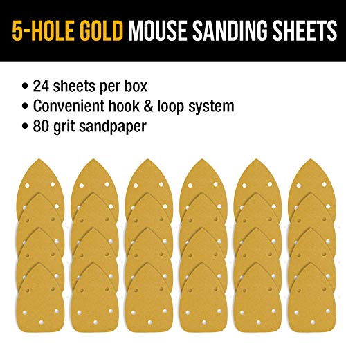 Dura-Gold Mouse Detail Sander Sandpaper Sanding Sheets, 5 Hole, 80 Grit - size: 80-Grit