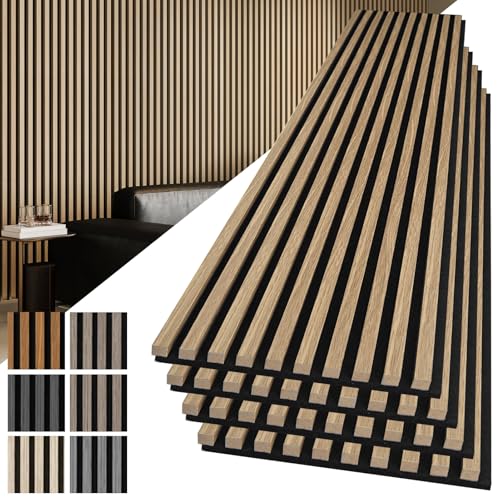 Art3d 108 x 12 in 3D Fluted Soundproof Wood Slat Wall Panel, 4-Pack, Peach - color: Peach, size: 4pcs - 108" x 12"