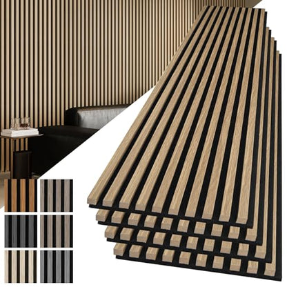 Art3d 108 x 12 in 3D Fluted Soundproof Wood Slat Wall Panel, 4-Pack, Peach - color: Peach, size: 4pcs - 108" x 12"