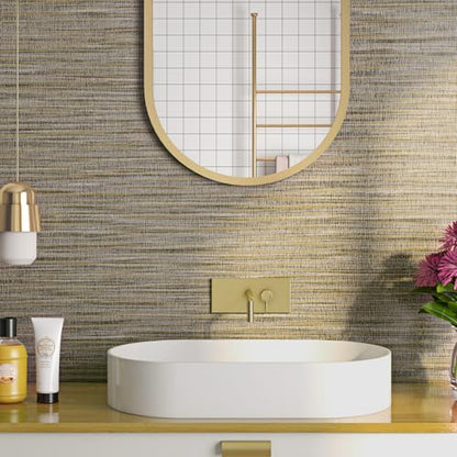 FunStick 24"x200" Grasscloth Peel and Stick Wallpaper Textured Brown Fabric Linen Wall Paper Roll Self Adhesive Removable Faux Grasscloth Contact Paper for Bathroom Bedroom Accent Wall Cabinet Drawers - color: Taupe Brown, size: 24" x 200"