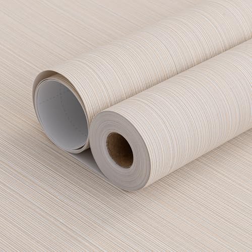 Grasscloth Peel and Stick Wallpaper 20.8"x394" Beige Thick Fabric Textured Linen Classic Faux Grassweave Neutral Removable Wallpaper Vinyl Film Roll for Home Use - color: Mixed Beige