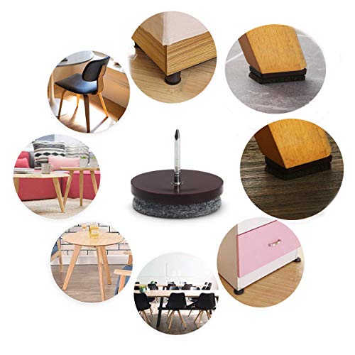 Nail on Felt Pads Furnigear Furniture Pads Nail- Floor Protectors for Furniture Legs 24Pack Chair Felt Pads for Hardwood Floors(1-1/4" (Brown)) - size: 1-1/4" (Round, Brown)