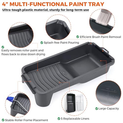20pcs Small Paint Roller Kit, 4“ 2” Mini Roller Paint Brush