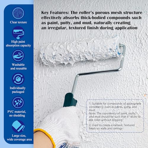 9 Inch Textured Paint Roller Covers, 2 Pack - size: 9 Inch Textured Paint Roller Kit, 2 Pack