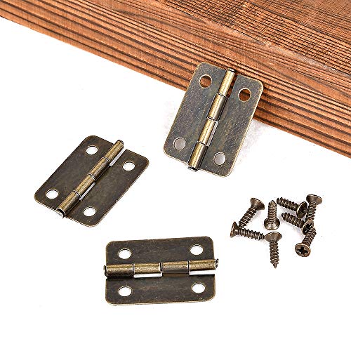 100Pcs Mini Antique Brass Hinges for Jewelry Box Bird House Handmade Crafts - color: Bronze