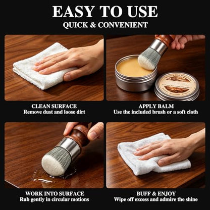 Botou Furniture Balm, Wood Scratch Repair & Polishing Wax, Natural Wood Conditioner for Furniture Table Countertop, Prevent Cracking & Restore Luster, 3.52oz/1 Set