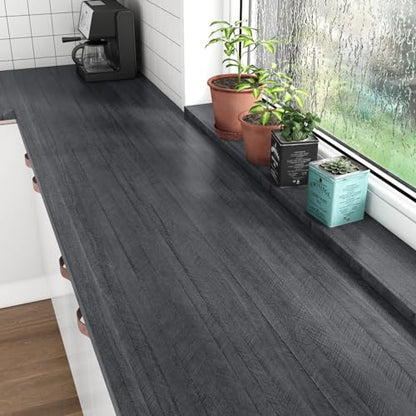 WESTICK Peel and Stick Wood Contact Paper for Countertops Waterproof Black Wooden Renter Friendly Wallpaper Removable Wood Grain Vinyl Wrap Contact Paper for Cabinets Table Desk Walls DIY 24" x 118" - size: 24" x 118"
