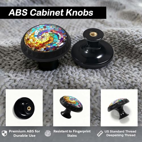 4 Pack Stained Glass Spiral Cabinet Knobs for Kitchen Bathroom - size: 4PCS - 1.37"L x 1.1"W