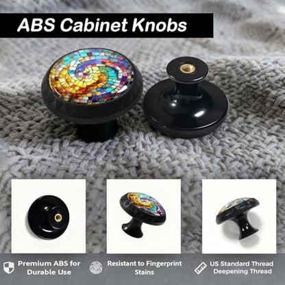 4 Pack Stained Glass Spiral Cabinet Knobs for Kitchen Bathroom - size: 4PCS - 1.37"L x 1.1"W