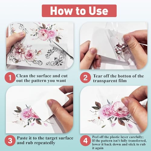 PLIGREAT 3 Sheets Lavender Rub on Transfers for Crafts and Furniture, Rub on Decals Flower Furniture Transfer Stickers for DIY Fridge Door Table Decoration Home Decor Transfer Paper - style: Purple Lavender