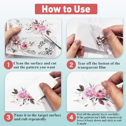 PLIGREAT 3 Sheets Lavender Rub on Transfers for Crafts and Furniture, Rub on Decals Flower Furniture Transfer Stickers for DIY Fridge Door Table Decoration Home Decor Transfer Paper - style: Purple Lavender